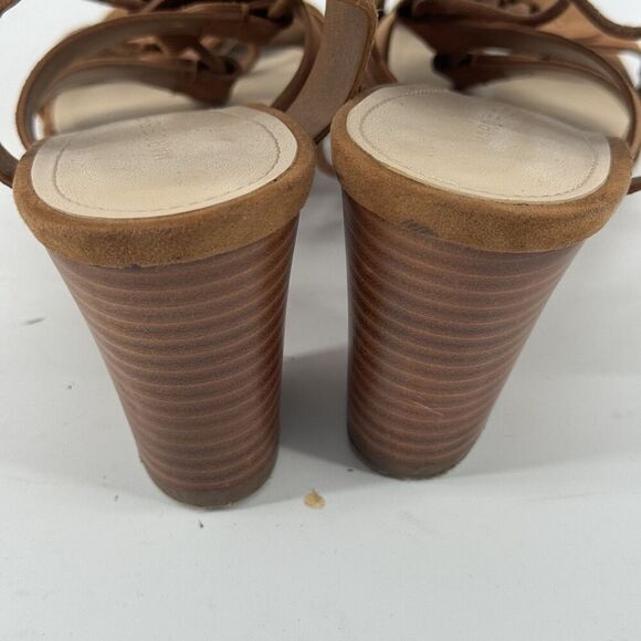 Marc Fisher Suede Lace-up Block Heel Sandals: Paradox Cognac Size 7.5 - Picture 5 of 8